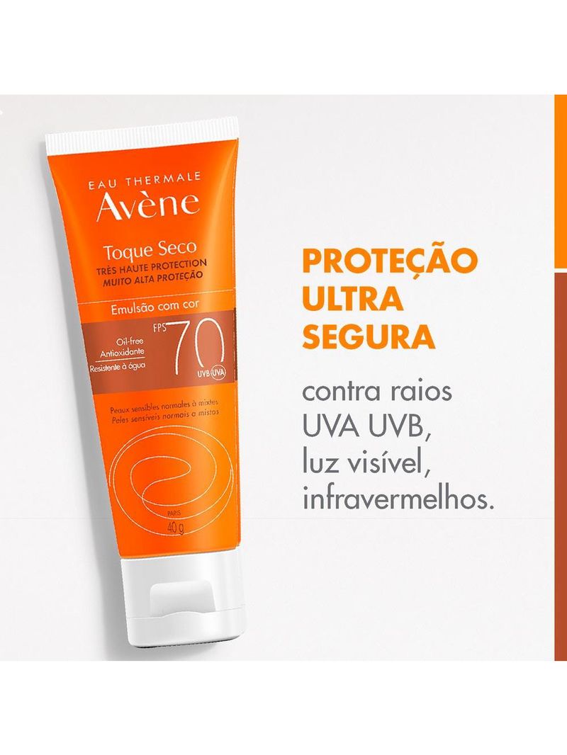 Protetor solar com cor avène - emulsão solar toque seco fps 70 color