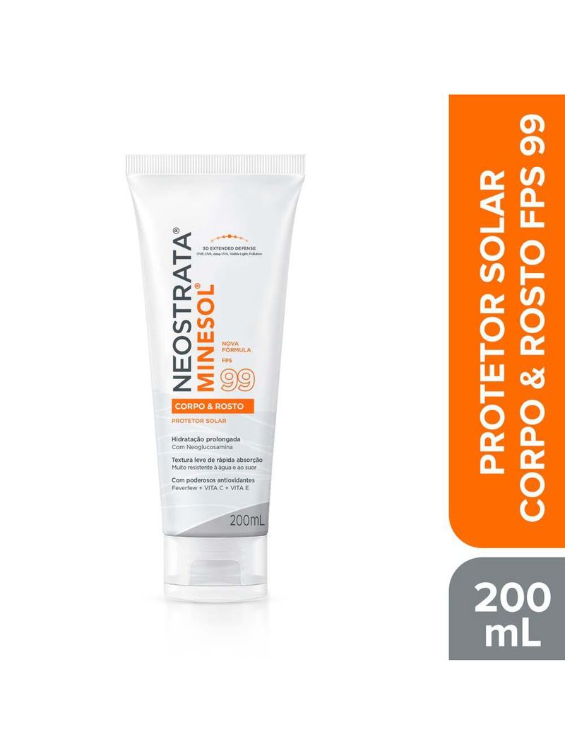 Protetor solar neostrata minesol corpo & rosto fluido hidratante antioxidante fps99