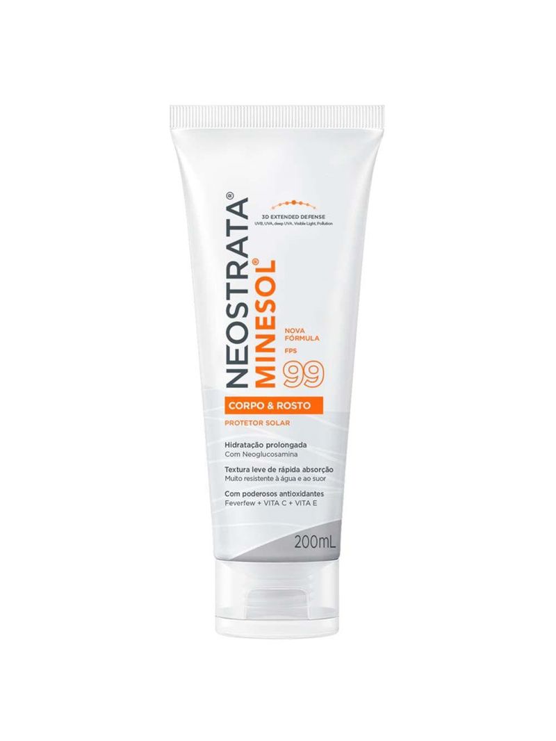 Protetor solar neostrata minesol corpo & rosto fluido hidratante antioxidante fps99