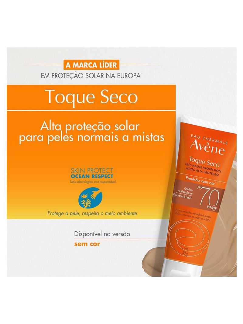 Protetor solar com cor avène - emulsão solar toque seco fps 70 color