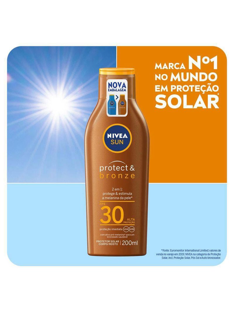 Protetor solar nivea sun protect & bronze fps30
