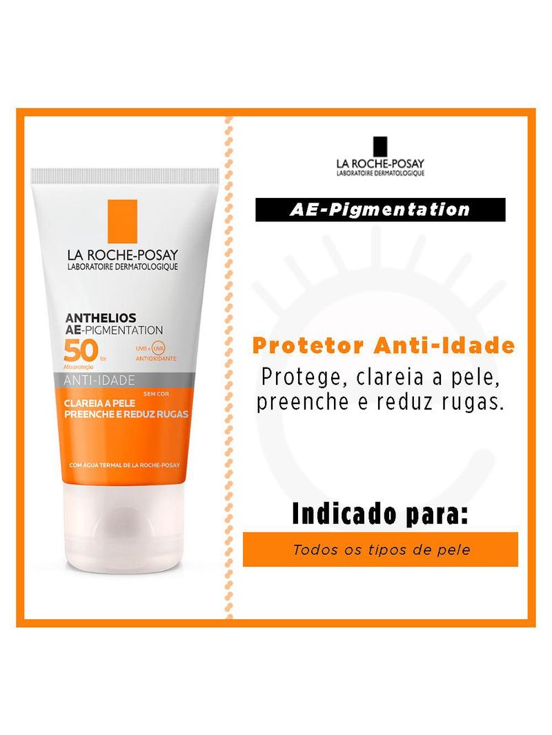 Protetor solar anti-idade la roche posay - anthelios ae-pigmentation sem cor fps 50