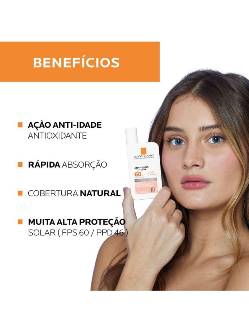 Protetor solar com cor la roche-posay anthelios hydraox fps 60