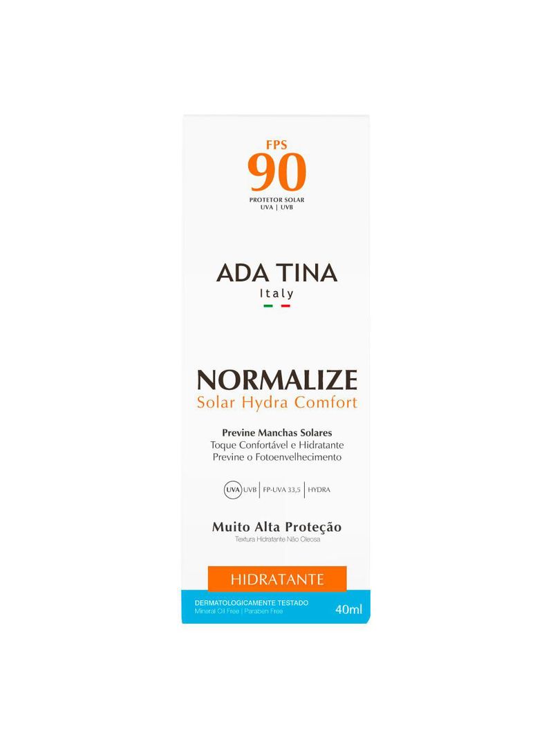 Protetor solar ada tina normalize hydra comfort fps 90