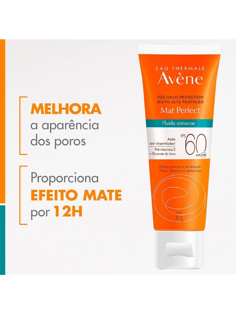 Protetor solar avène - mat perfect fluido antiacne fps 60