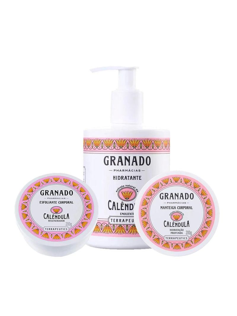 Granado calêndula kit - esfoliante + hidratante + manteiga corporal