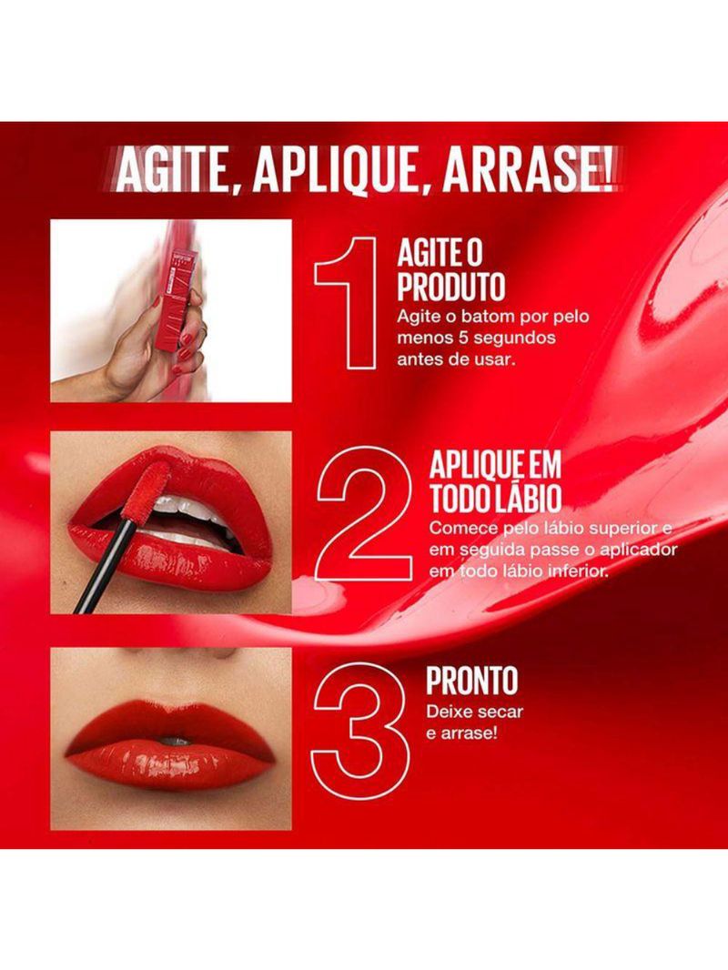 Batom líquido maybelline ny super stay vinyl ink 4,2ml