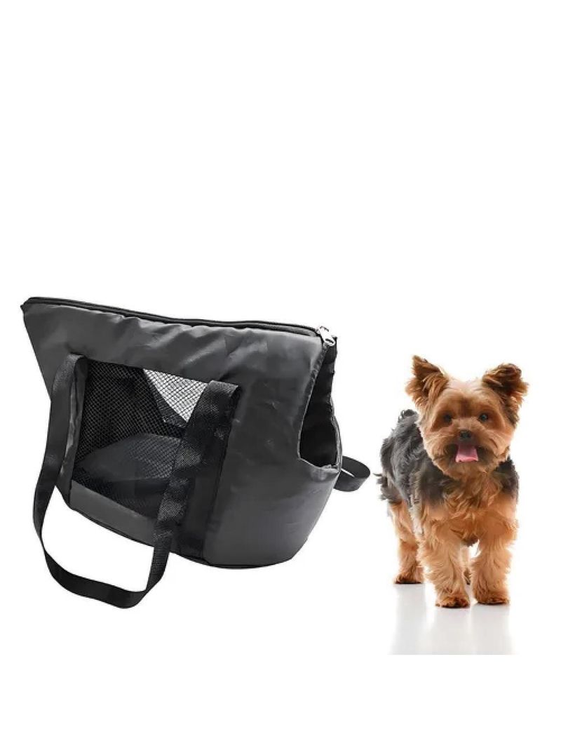 Bolsa Mochila Pet Cachorro Preta Gato Dobravel Viagem Passeio Carro Sacola Alca Ombro