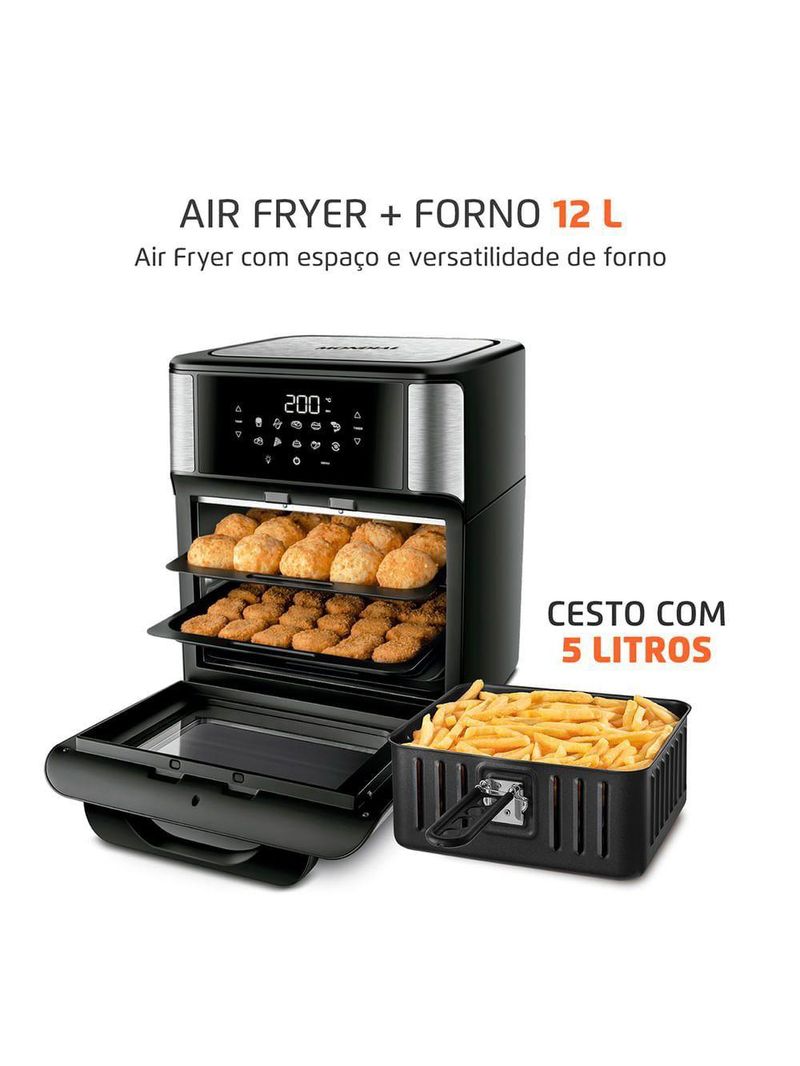 Fritadeira Air Fryer Forno Oven 12L Mondial - Preto e Inox AFON-12L-BI - 110V