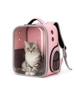Bolsa Mochila Visor Transparente Pet Estilo Astronauta Cao Gato Viagem Ventilada Portatil Rosa