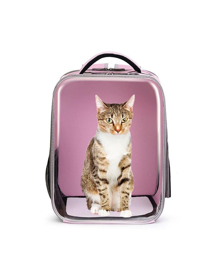 Bolsa Mochila Visor Transparente Pet Estilo Astronauta Cao Gato Viagem Ventilada Portatil Rosa