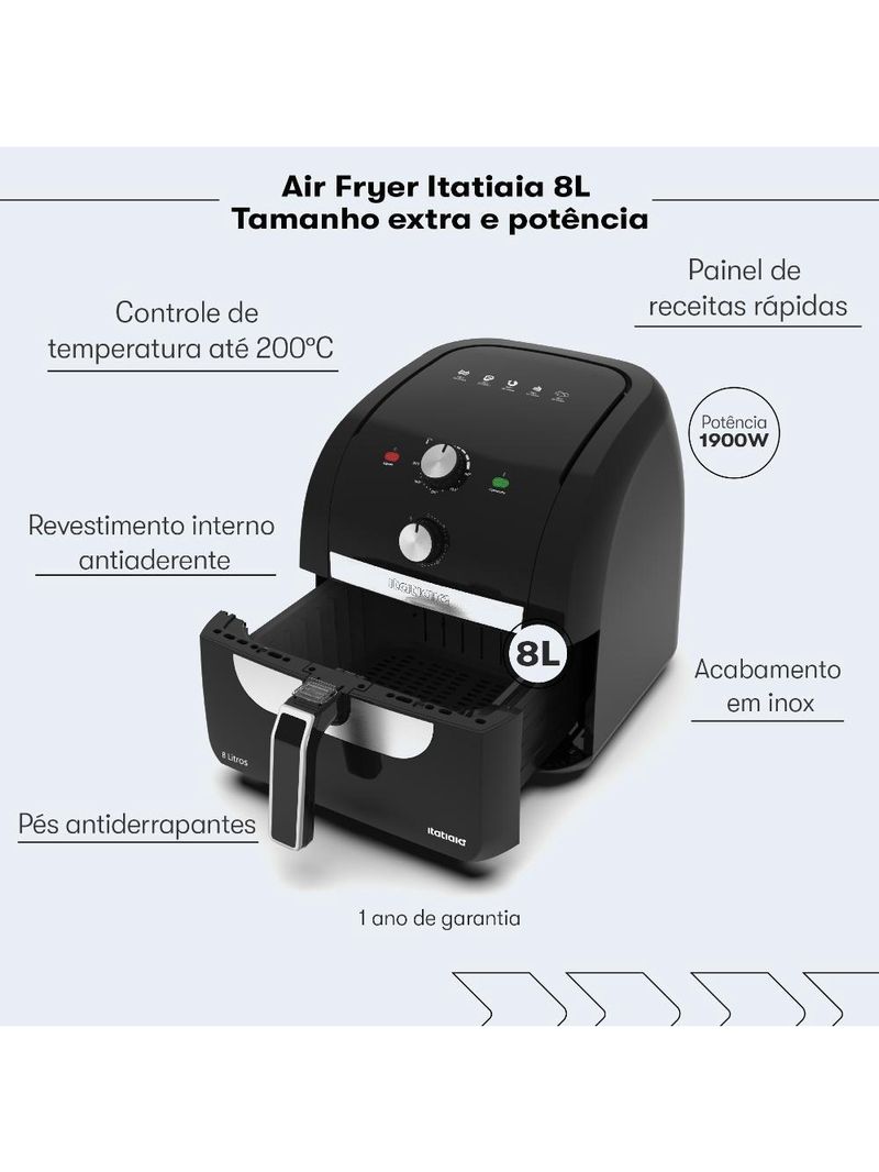 Fritadeira Air Fryer Itatiaia 8L 127V