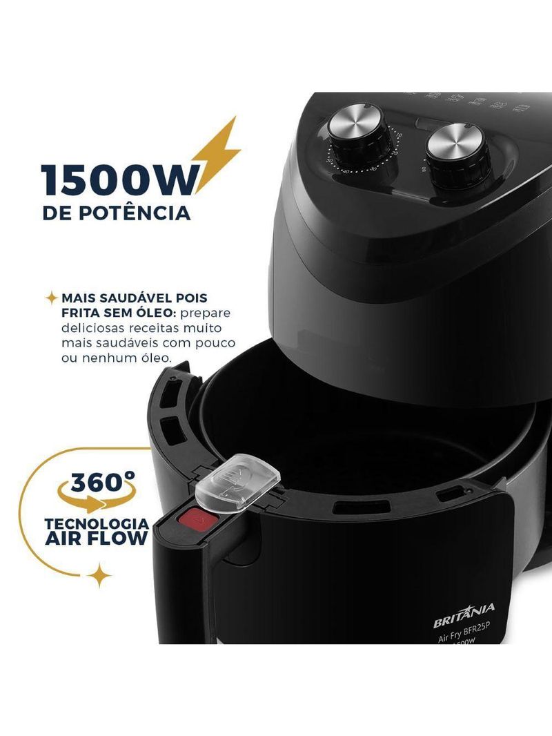 Air Fryer Fritadeira Sem Óleo Bfr25p 1500W Britânia 4l 220V