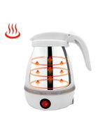 Chaleira Eletrica Dobravel Jarra Bule Silicone 600W 110V 600ml Portatil Branco