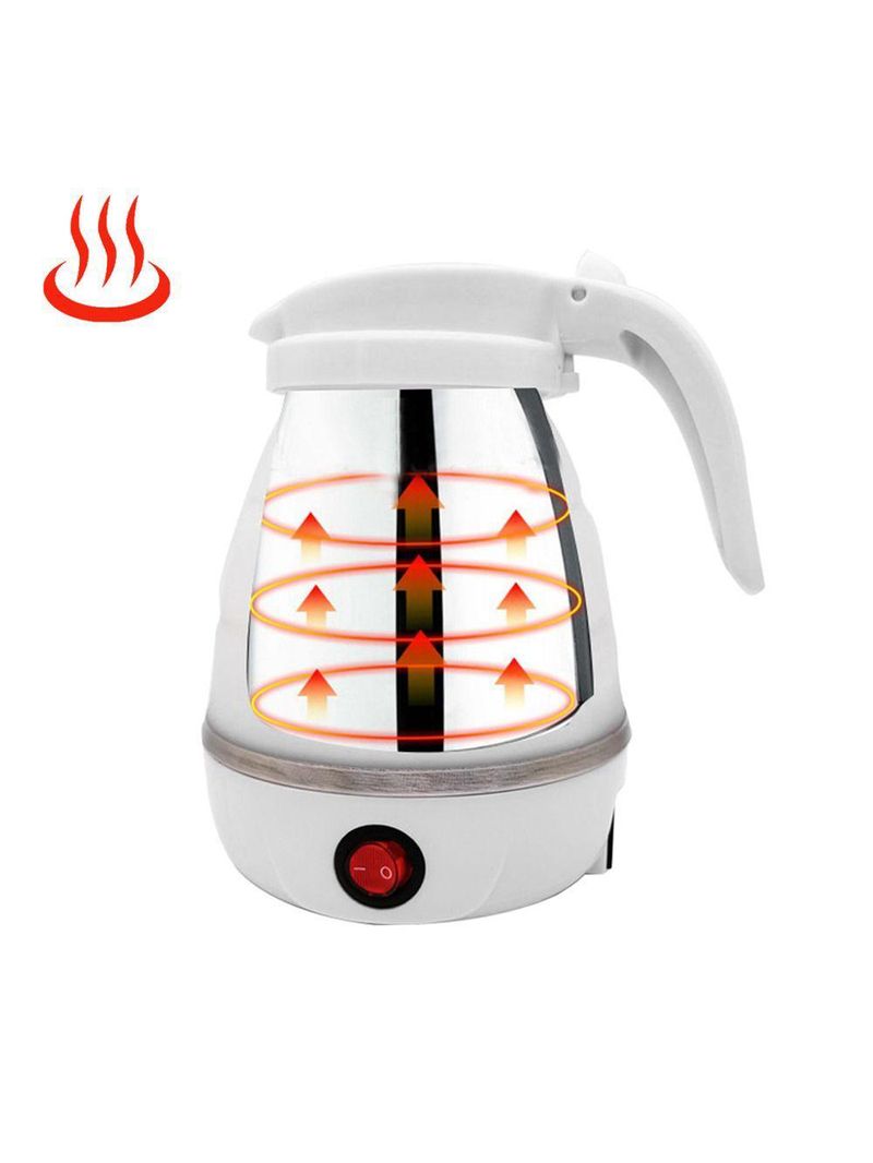 Chaleira Eletrica Dobravel Jarra Bule Silicone 600W 110V 600ml Portatil Branco