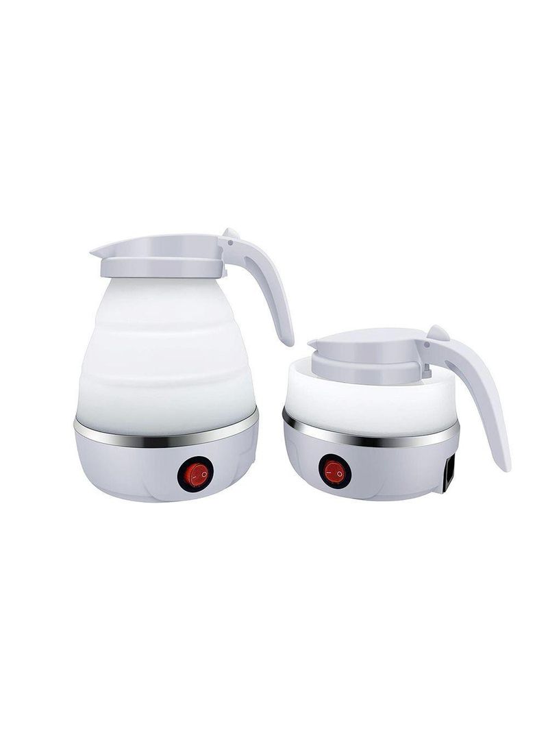 Chaleira Eletrica Dobravel Jarra Bule Silicone 600W 110V 600ml Portatil Branco