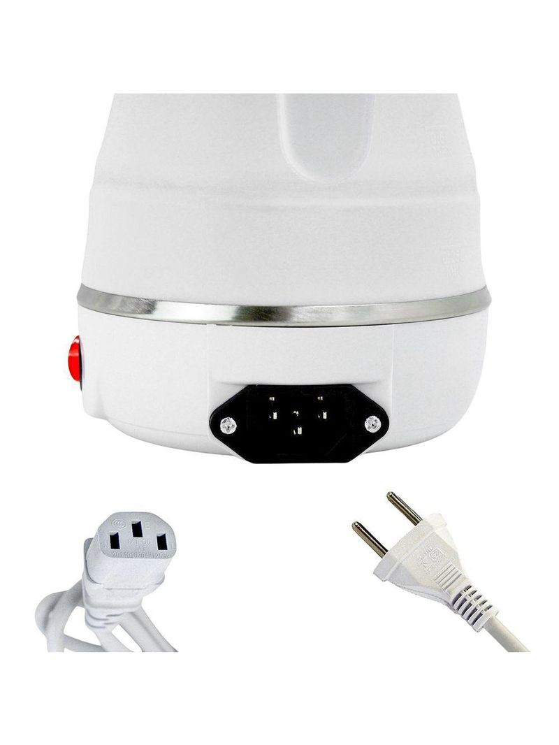 Chaleira Eletrica Dobravel Jarra Bule Silicone 600W 110V 600ml Portatil Branco