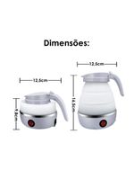 Chaleira Eletrica Dobravel Jarra Bule Silicone 600W 110V 600ml Portatil Branco