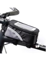 Bolsa Case Porta Celular Suporte De Guidao Tela Touch Compacto Com Ziper Saida De Fone De Ouvido Ciclistas Cinza