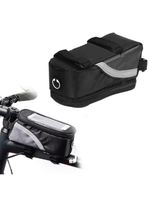 Bolsa Case Porta Celular Suporte De Guidao Tela Touch Compacto Com Ziper Saida De Fone De Ouvido Ciclistas Cinza