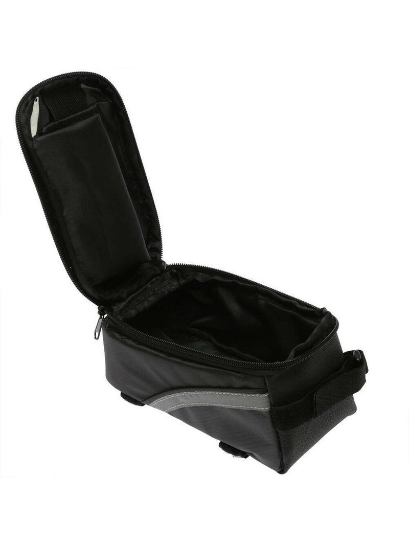 Bolsa Case Porta Celular Suporte De Guidao Tela Touch Compacto Com Ziper Saida De Fone De Ouvido Ciclistas Cinza