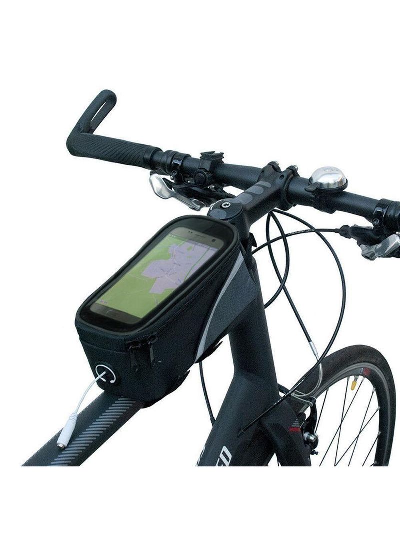 Bolsa Case Porta Celular Suporte De Guidao Tela Touch Compacto Com Ziper Saida De Fone De Ouvido Ciclistas Cinza