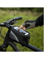 Bolsa Case Porta Celular Suporte De Guidao Tela Touch Compacto Com Ziper Saida De Fone De Ouvido Ciclistas Cinza