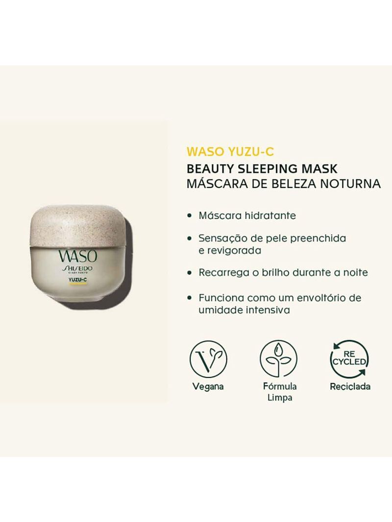 Máscara hidratante shiseido - waso yuzu-c beauty sleeping mask