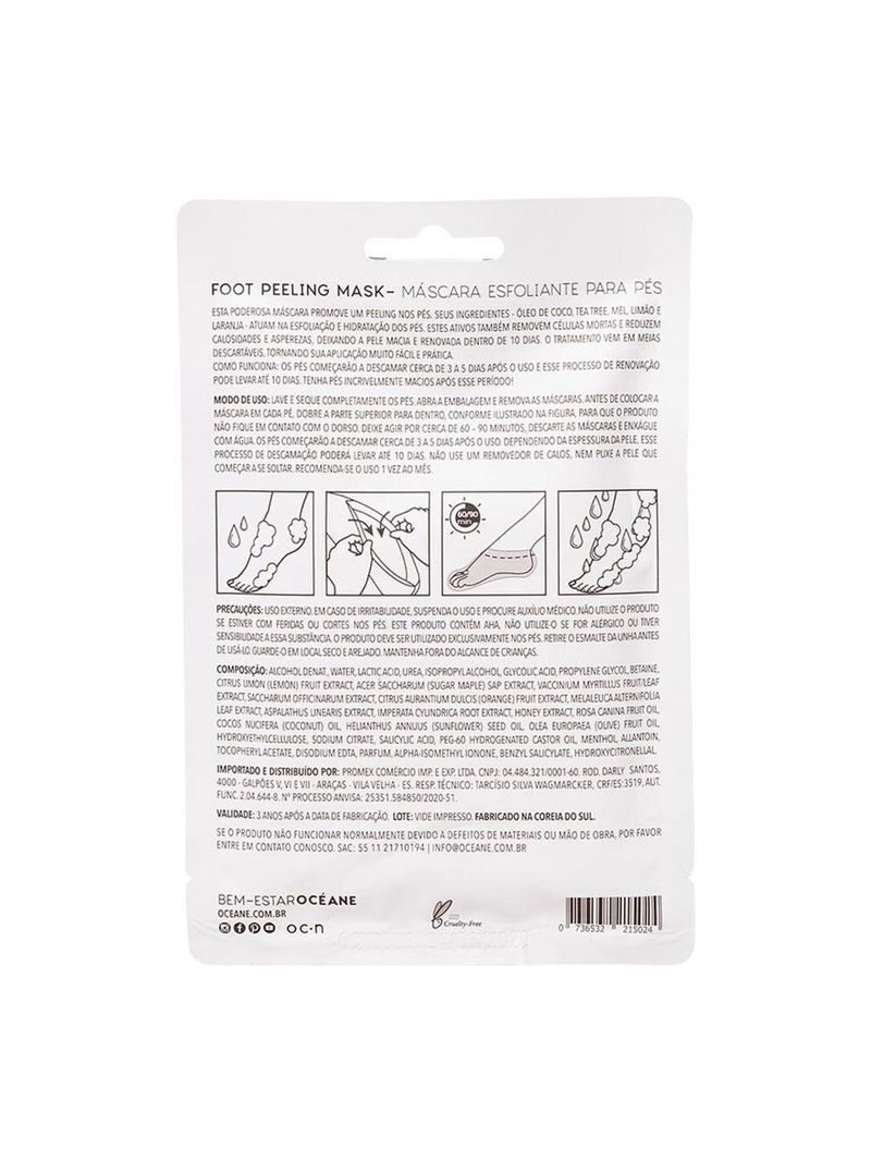 Máscara esfoliante para pés océane – foot peeling mask