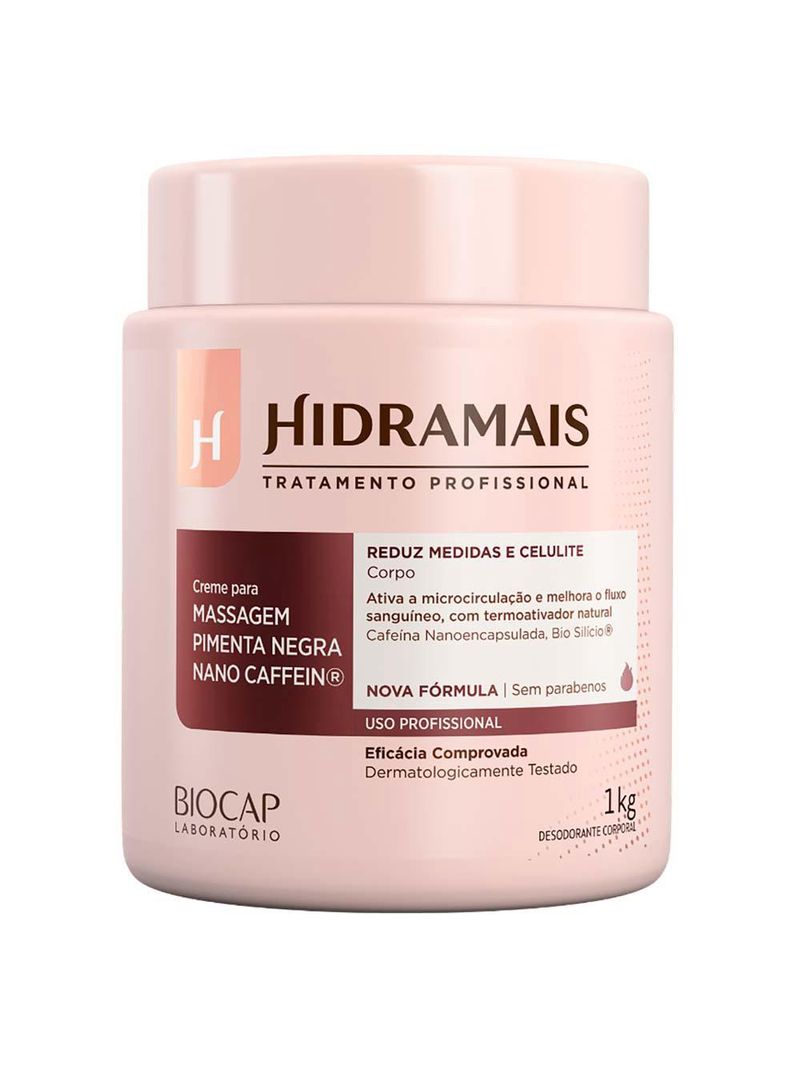 Creme para massagem hidramais pimenta negra caffein