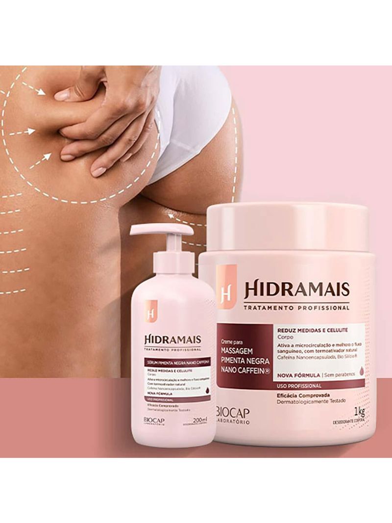 Creme para massagem hidramais pimenta negra caffein
