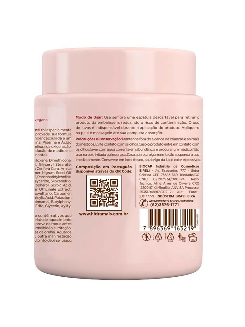 Creme para massagem hidramais pimenta negra caffein