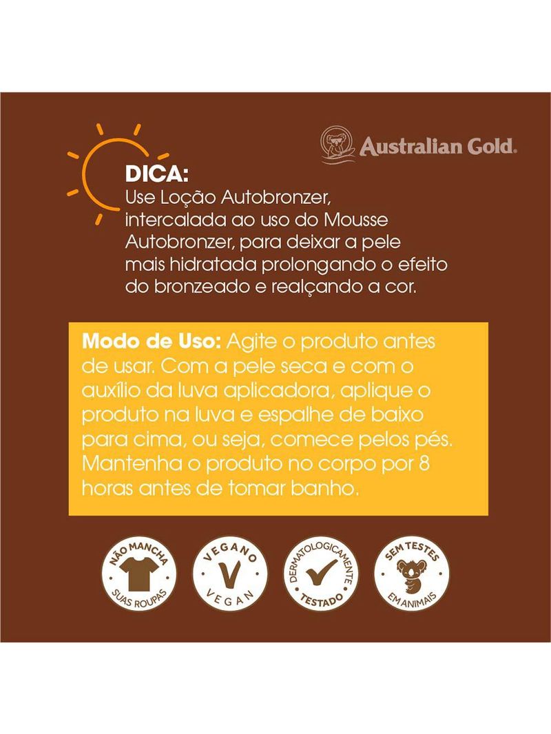 Mousse autobronzeador australian gold kakadu bronzer