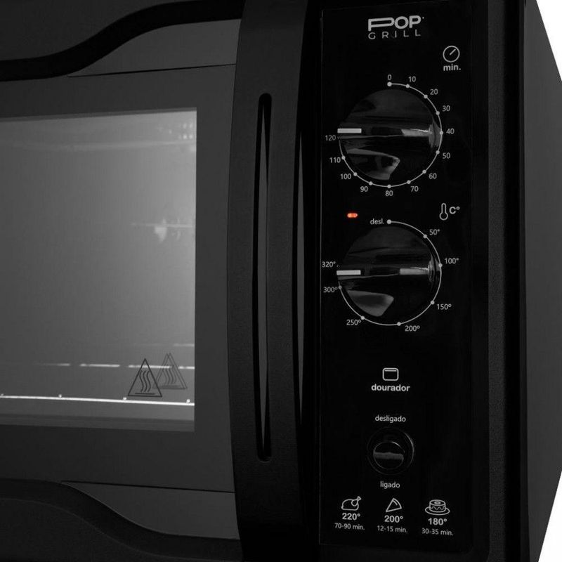 Forno Elétrico de Bancada Fischer Pop Grill 44L 1750W Easyclean Preto 110V