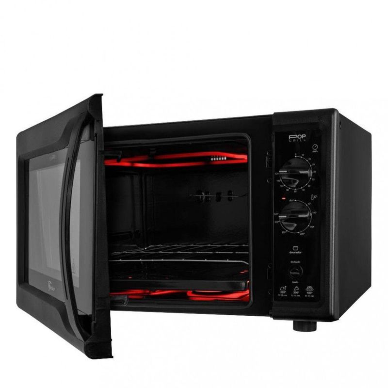 Forno Elétrico de Bancada Fischer Pop Grill 44L 1750W Easyclean Preto 110V