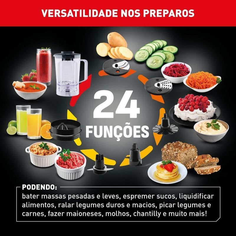 Multiprocessador Arno MP72 Preto 24 Funções 1000W 220V