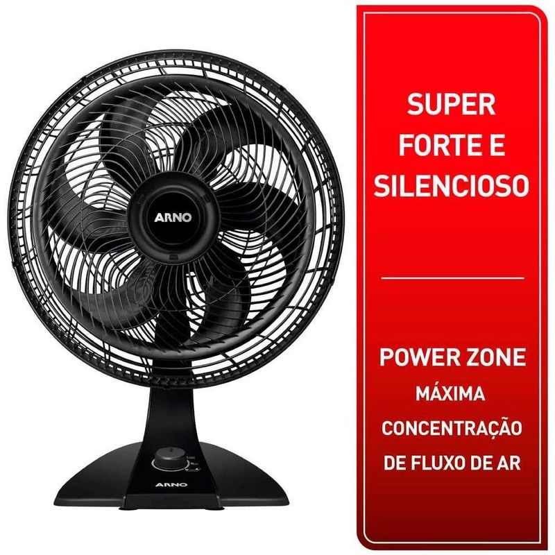 Ventilador de Mesa 2 em 1 Arno 126W 6 Pás 3 Velocidades Preto 110V