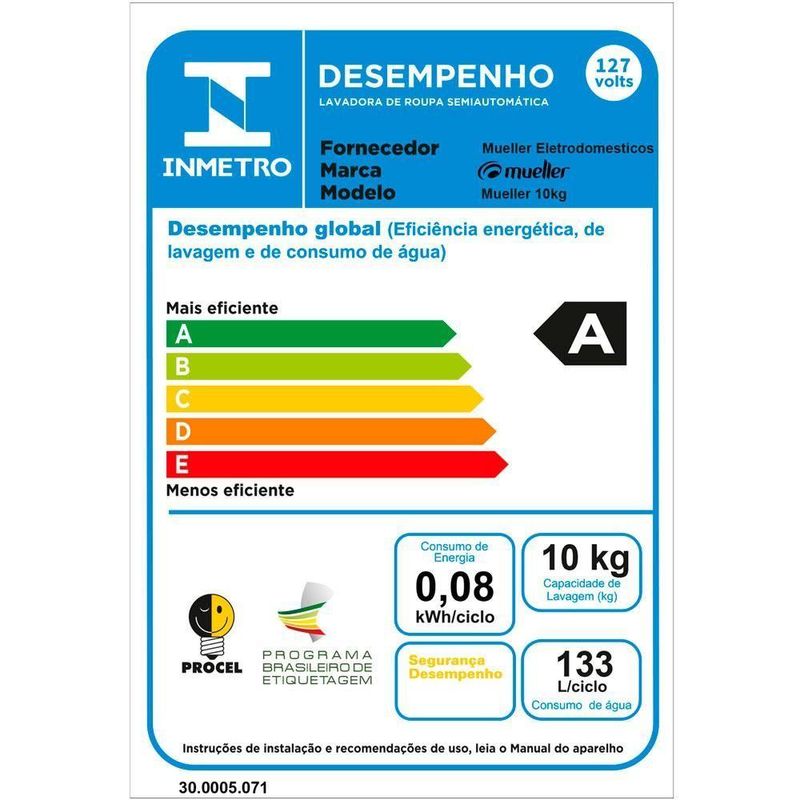 Lavadora de Roupas Mueller Family Lite 10kg Semiautomática com Dispenser Preto 220V