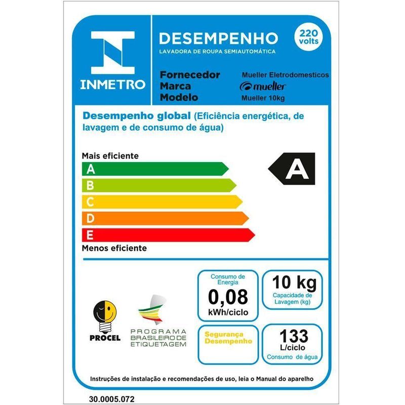 Lavadora de Roupas Mueller Family Lite 10kg Semiautomática com Dispenser Preto 220V