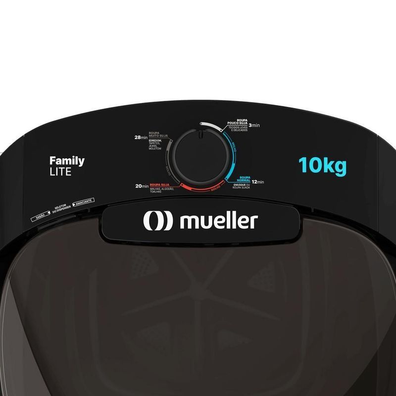 Lavadora de Roupas Mueller Family Lite 10kg Semiautomática com Dispenser Preto 220V