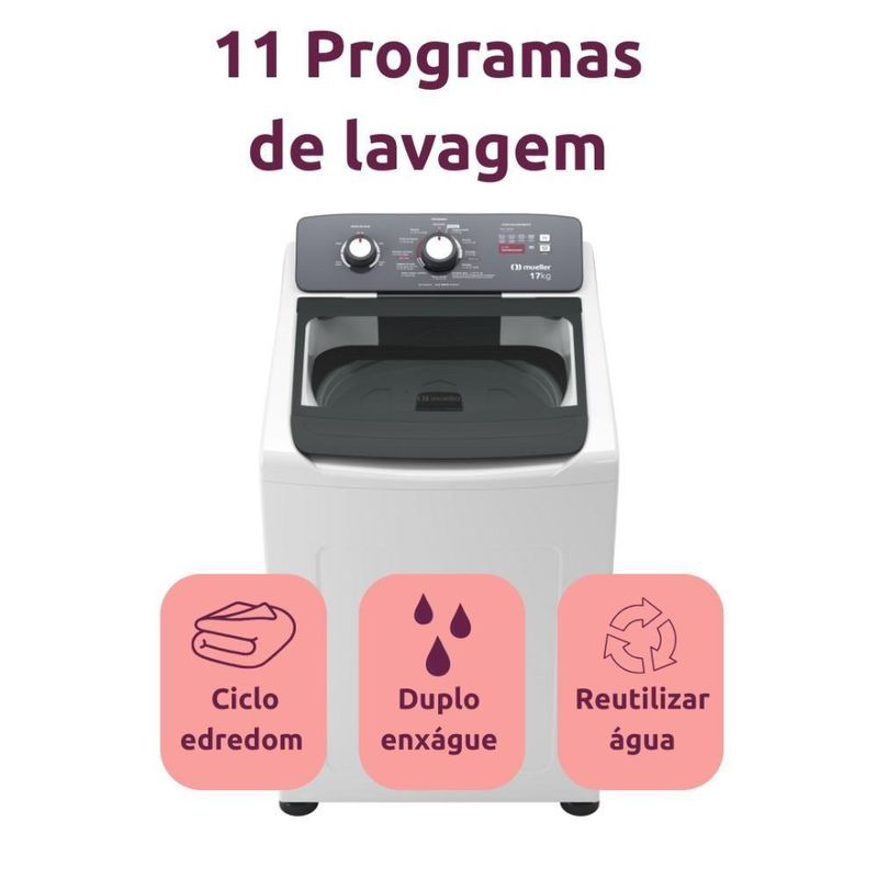 Lavadora de Roupas Mueller Mla17 17Kg Automática com Ultracentrifugação Branco 110V