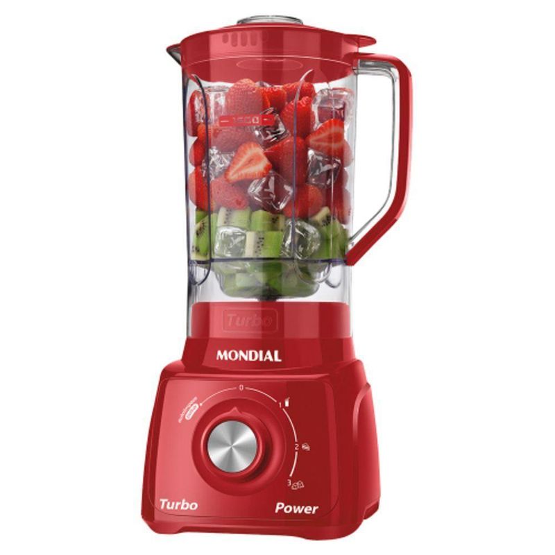 Liquidificador Mondial L99 Turbo Filtro 3v 550W 1,6L com Copo Dosador Vermelho 110V