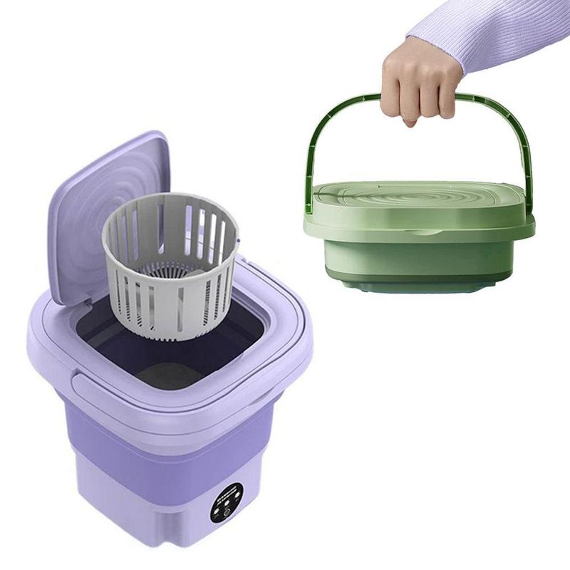 Mini Maquina De Lavar Roupas Dobrável Portátil 6,5 Litros Verde