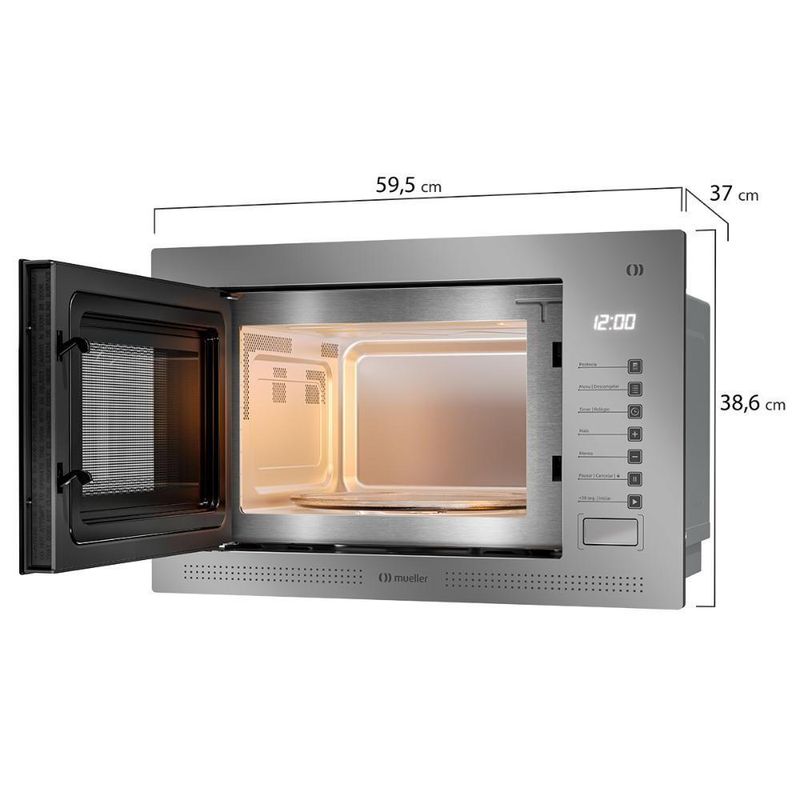 Micro-ondas de Embutir Mueller MME25K 25L 1450W Painel Digital Espelhado Cinza 110V