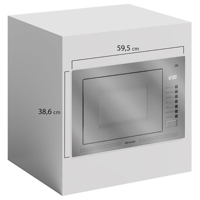 Micro-ondas de Embutir Mueller MME25K 25L 1450W Painel Digital Espelhado Cinza 110V