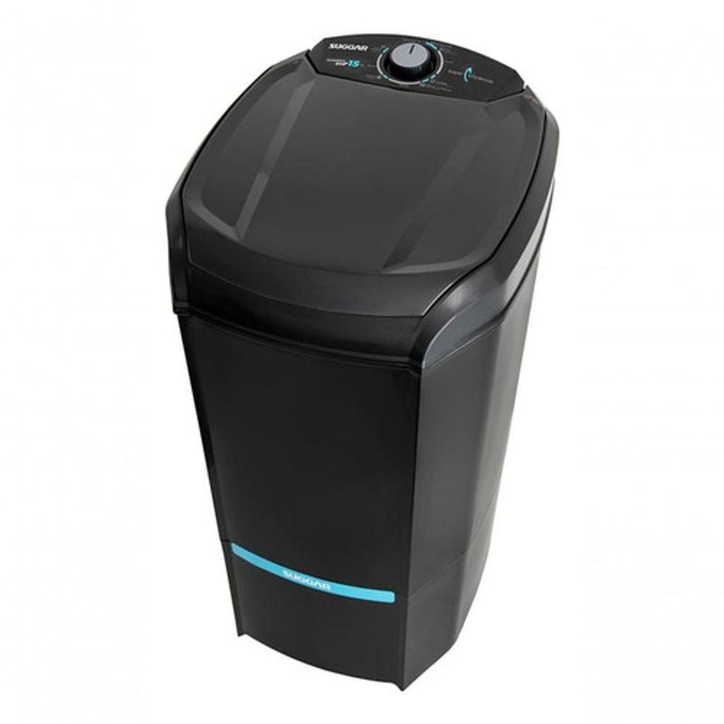 Lavadora de Roupas Suggar Lavamax Eco 15kg Semiautomática Preta com 3 Programas e Filtro Cata Fiapos