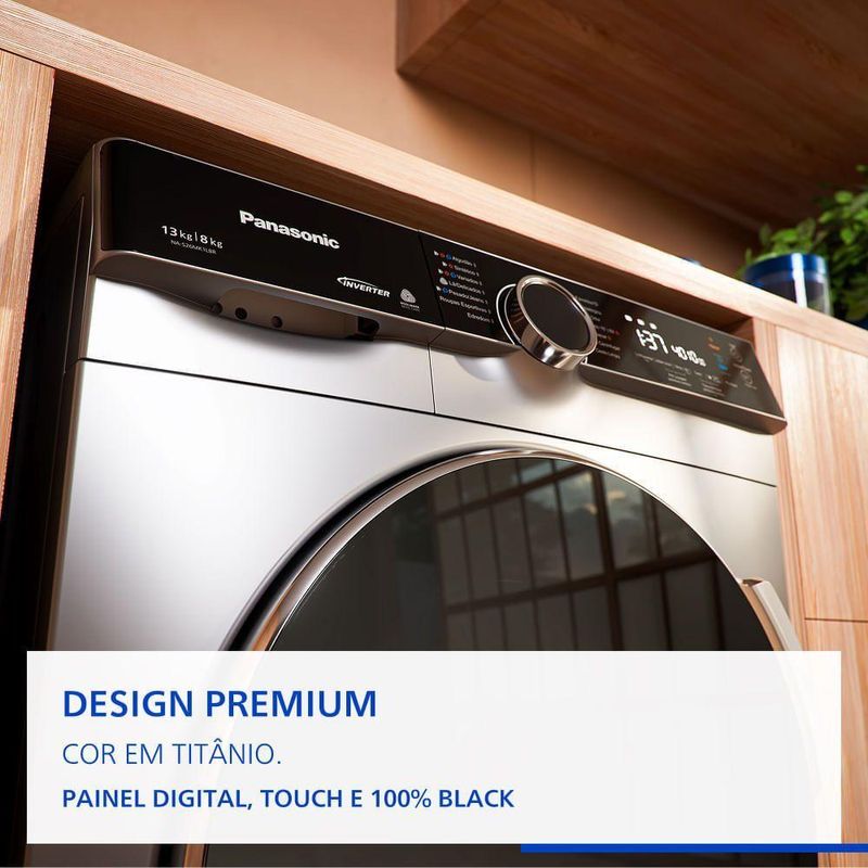 Lava e Seca Intuitive+ Panasonic 13kg/8kg Max Wash Função Vapor+ NA-S26MK1LBR 220V