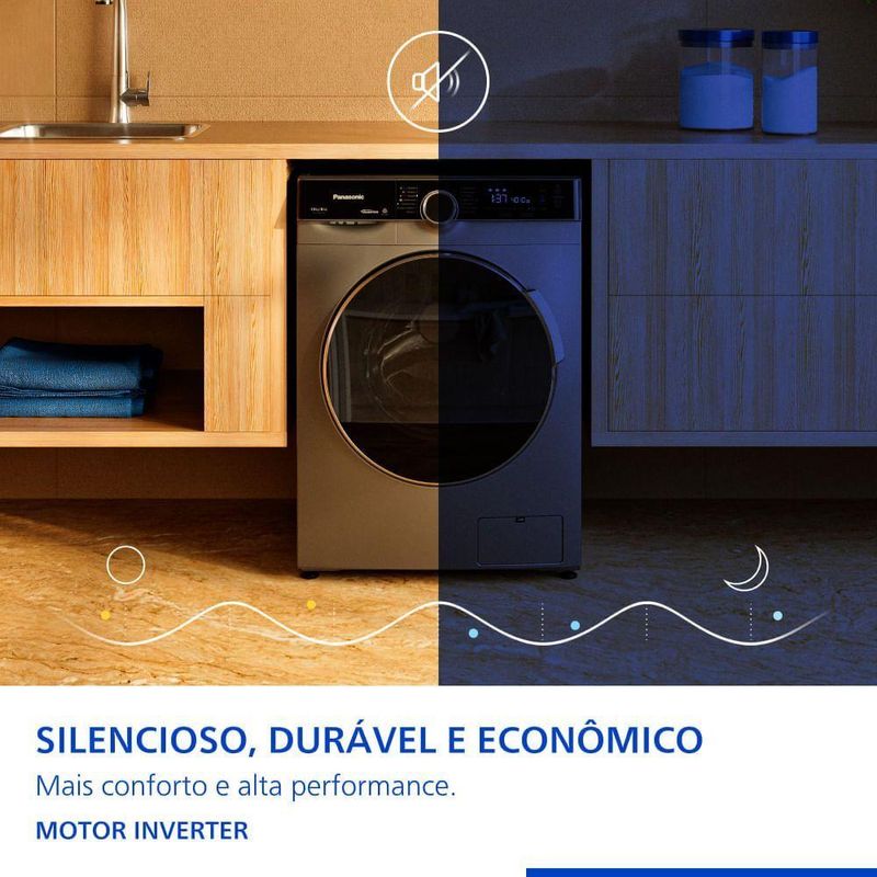 Lava e Seca Intuitive+ Panasonic 13kg/8kg Max Wash Função Vapor+ NA-S26MK1LBR 220V