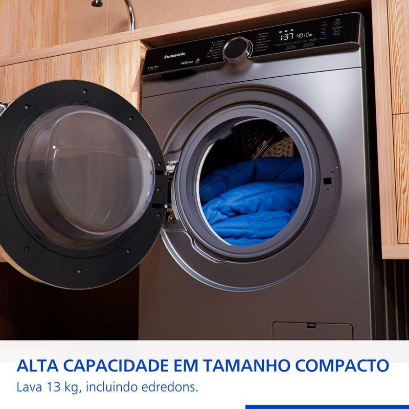 Lava e Seca Intuitive+ Panasonic 13kg/8kg Max Wash Função Vapor+ NA-S26MK1LBR 220V