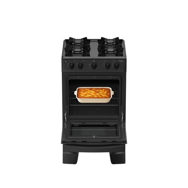 Fogão de Piso 4 Bocas a Gás Atlas Mônaco Lustro Mesa Esmaltada Automático Preto Bivolt